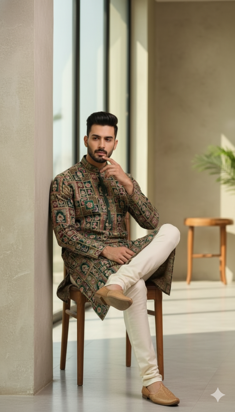 Abstract Design (Dark) Men's Kurta (2)