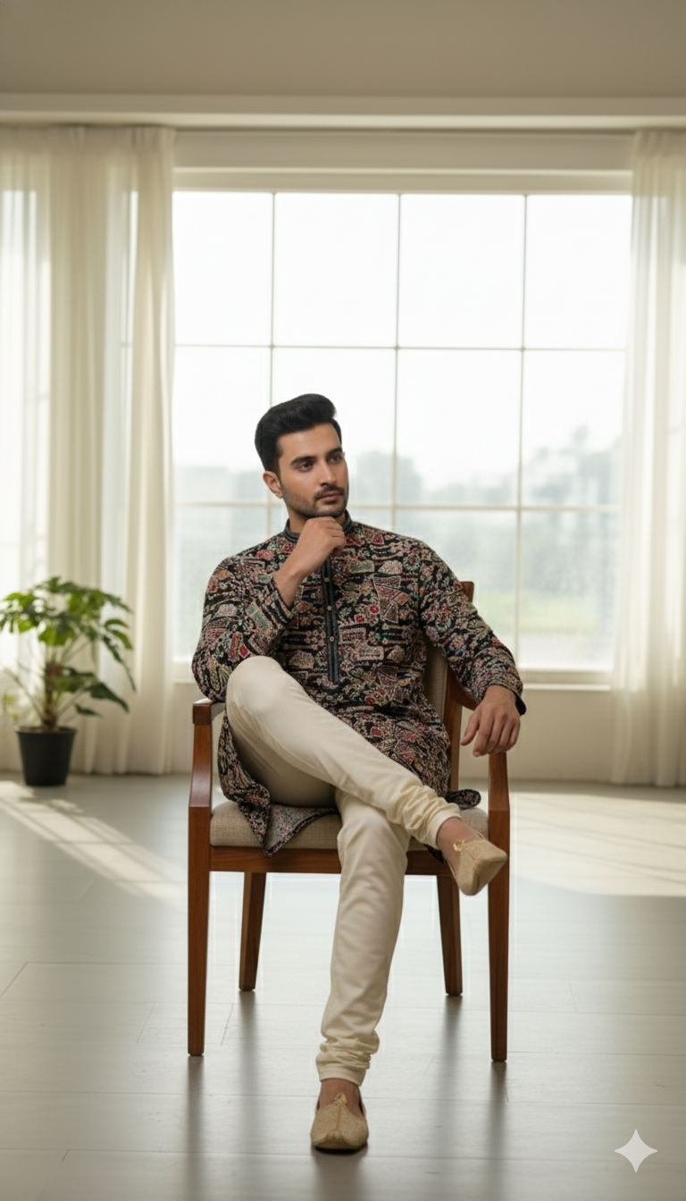 Abstract Design (Dark) Men's Kurta