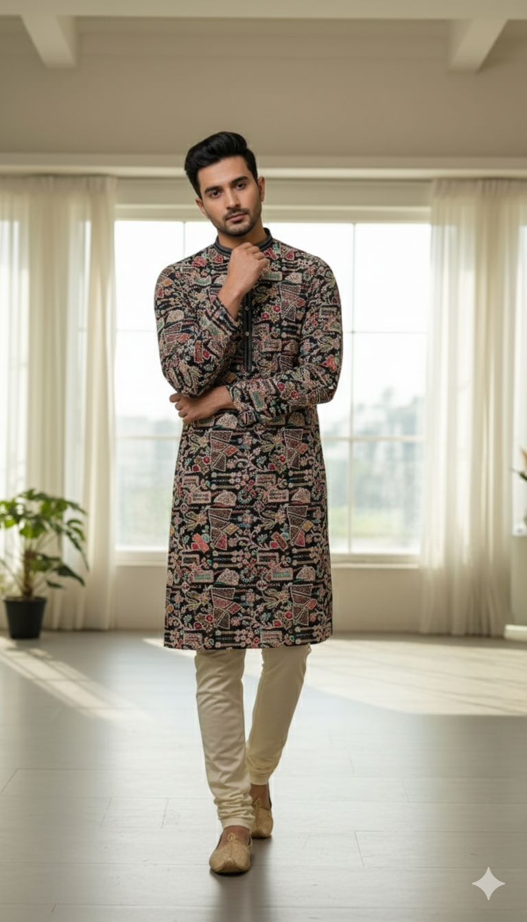Abstract Design (Dark) Men's Kurta